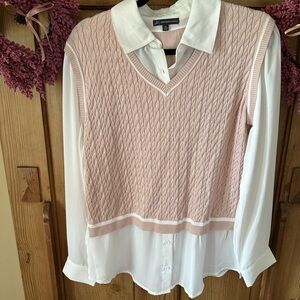 Pink Cable Knit Sweater Vest by Adrianna Papell